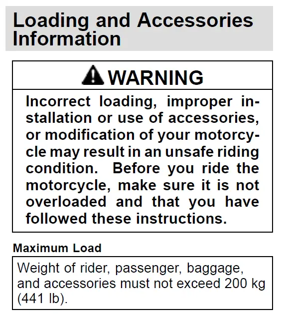 Manual - Maximum Motorcycle Load